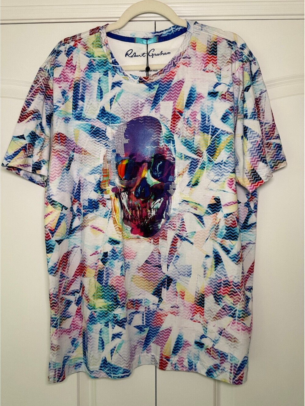 Men’s Robert Graham Kaleidoskull Short Sleeve Shirt, Size Large (L) NWT